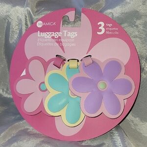 MIAMICA Flower Luggage Tags - Pink, Lavender, Teal Bnwt Li